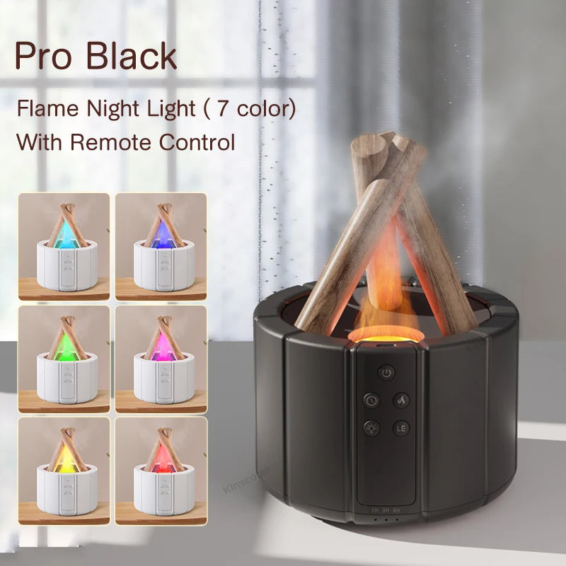 KINSCOTER Simulated Flame Aroma Diffuser Bonfire Air Humidifier Ultrasonic Cool Mist Maker Fogger LED Essential Oil Lamp Difusor - MeLife GloBazzar
