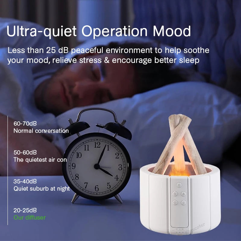 KINSCOTER Simulated Flame Aroma Diffuser Bonfire Air Humidifier Ultrasonic Cool Mist Maker Fogger LED Essential Oil Lamp Difusor - MeLife GloBazzar