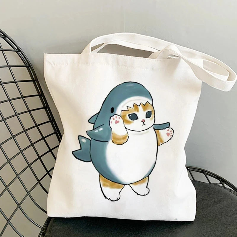 Kawaii Cats Cartoon Manga Tote Bag Beach Bag Shopper Bags Handbags Canvas Shoulder Bags Woman Shopping Bags High Capacity - MeLife GloBazzar