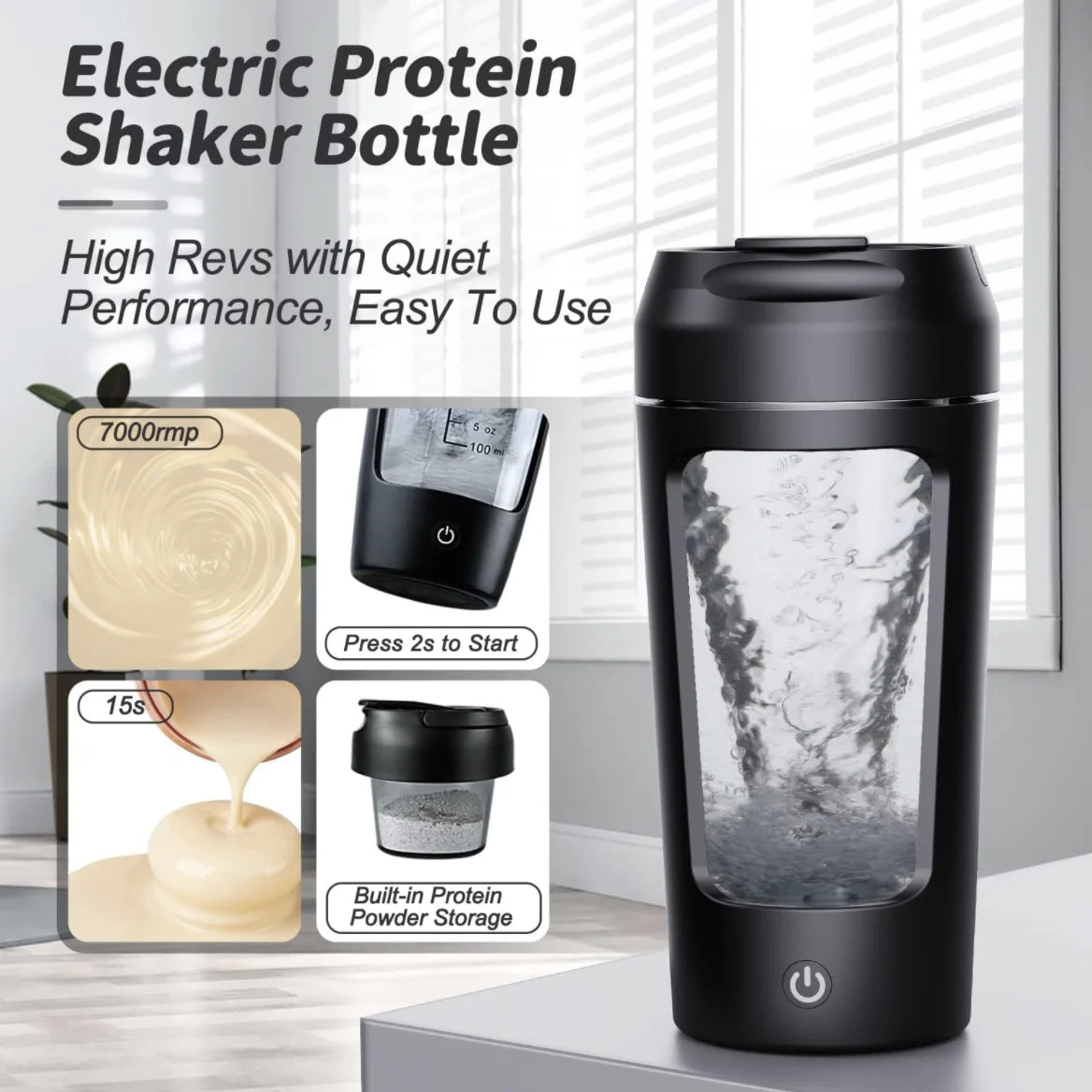 650ml USB Electric Portable Whey Protein Shaker bottle Tumbler Fully Automatic Stirring Cup Rechargeable Gym BA Free Cocktail Blend - MeLife GloBazzar