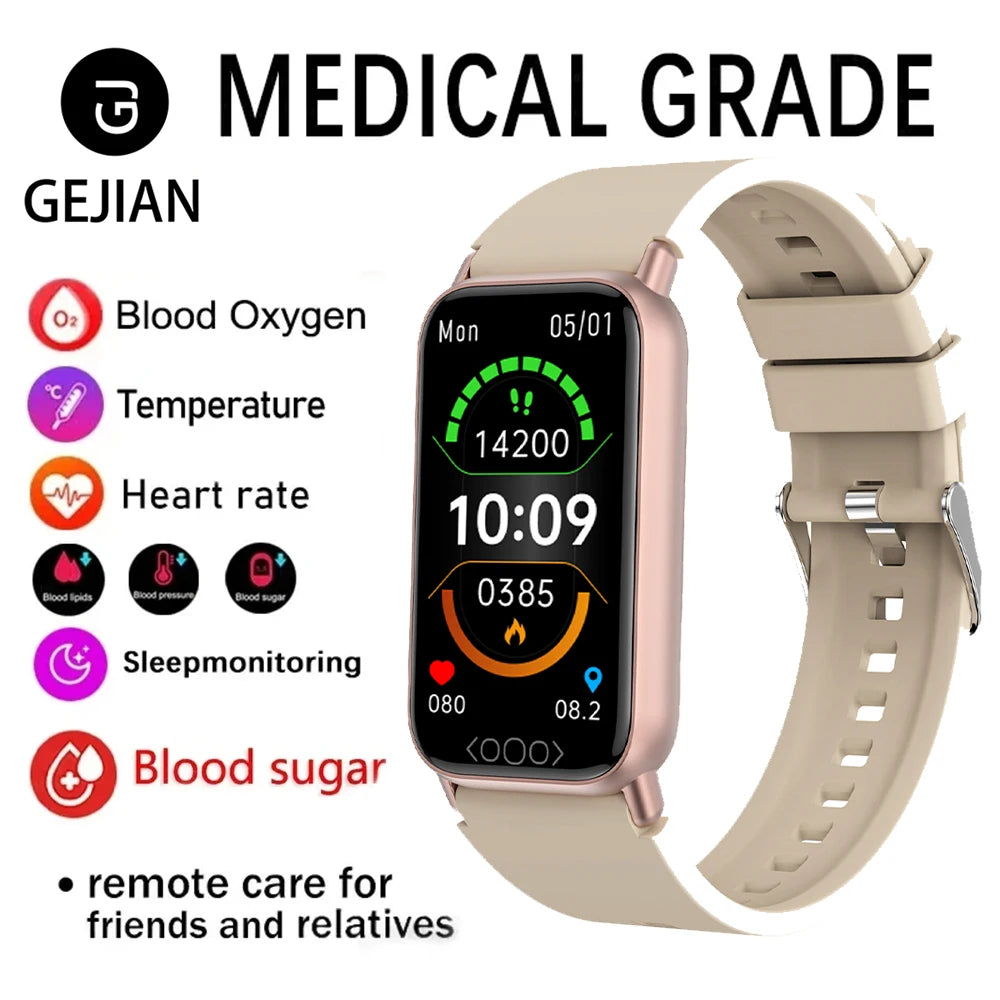 GEJIAN 2025 New Non-Invasive Blood Glucose Smart Watch 1.47 inch HD Touch Screen Heart Rate Blood Oxygen Monitoring SmartWatch - MeLife GloBazzar