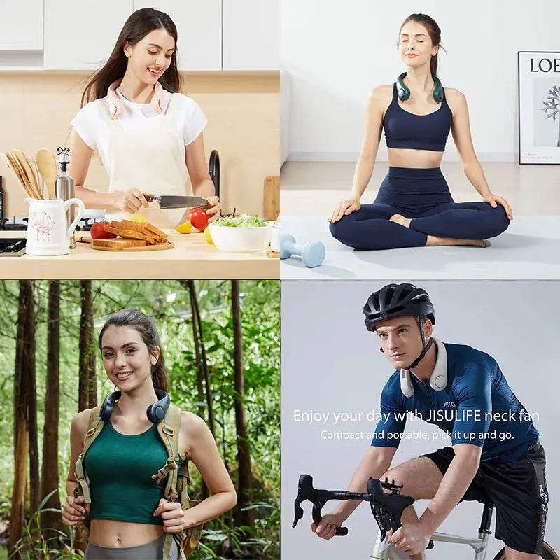 JISULIFE Portable Neck Fan, 4000 mAh Battery Rechargeable,5 Speeds Adjustable,Twistable Hands-Free Bladeless Neckband for Sports - MeLife GloBazzar