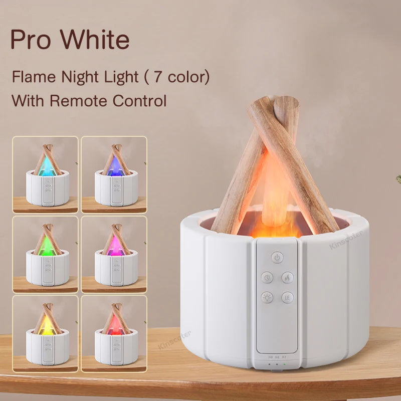 KINSCOTER Simulated Flame Aroma Diffuser Bonfire Air Humidifier Ultrasonic Cool Mist Maker Fogger LED Essential Oil Lamp Difusor - MeLife GloBazzar