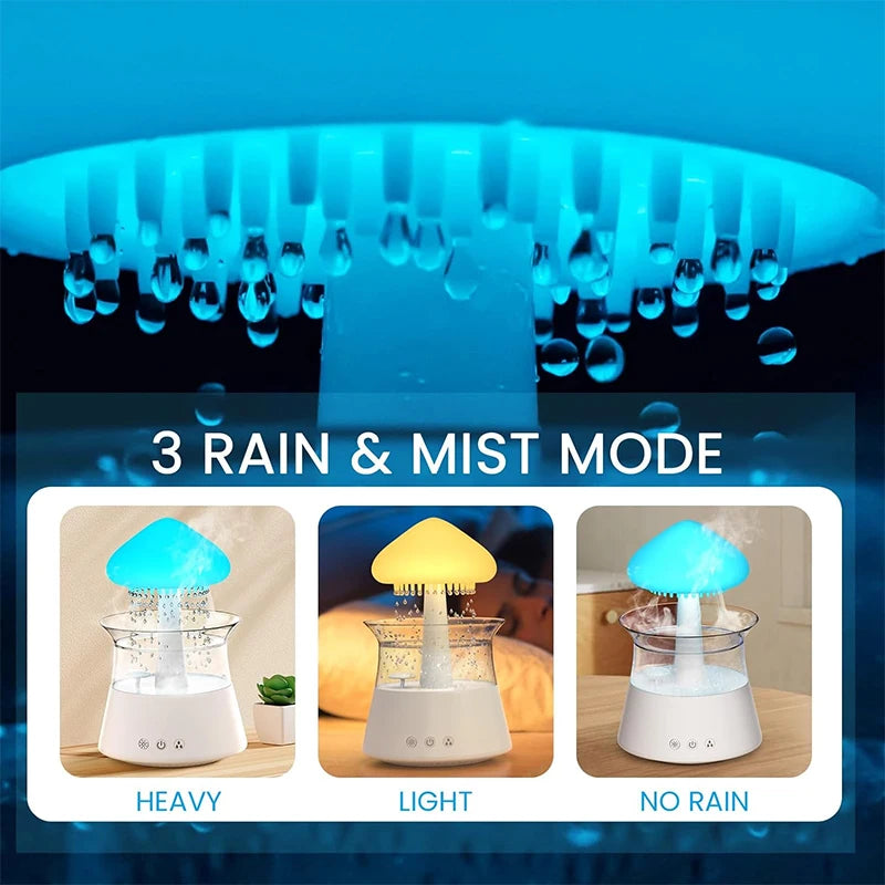 Rain Cloud Electric Air Humidifier 300ml Aroma Diffuser Zen Rain Water Drops Colorful Night Light Humidifier for Home Gift - MeLife GloBazzar