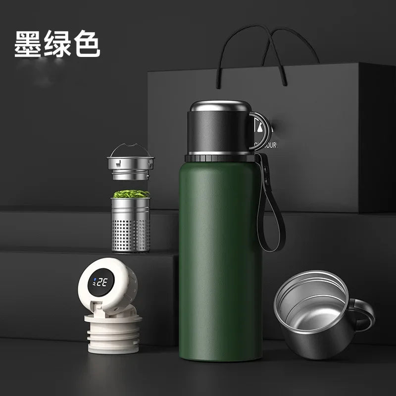 Portable Large Capacity Stainless Steel Vacuum Thermos for Hot Coffee/Tea/Drink Thermal Water Bottle with Insulated Cup - MeLife GloBazzar