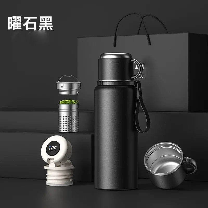 Portable Large Capacity Stainless Steel Vacuum Thermos for Hot Coffee/Tea/Drink Thermal Water Bottle with Insulated Cup - MeLife GloBazzar