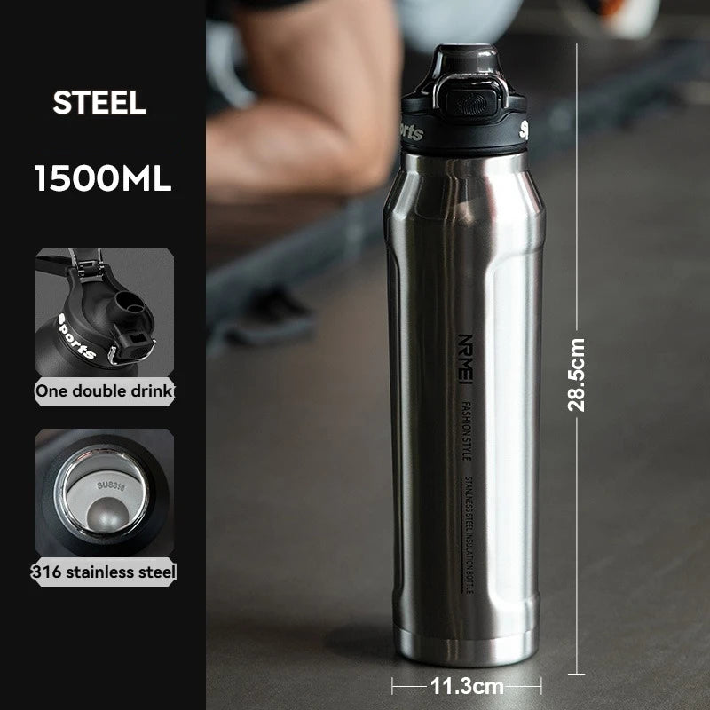 1.5L Thermos Water Bottle Stainless Steel Vacuum Flas Tumbler Coffee Cup Insulated Hot Tea And Cold Water Bottle Thermal Drink - MeLife GloBazzar