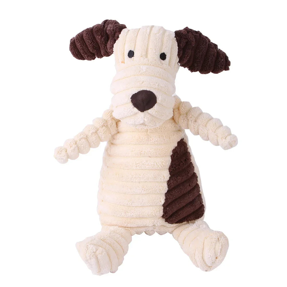 Plush Dog Toy Animals Shape Bite Resistant Squeaky Corduroy Dog Toys for Small Puppy to Large Dog Pets Training Accessories - MeLife GloBazzar