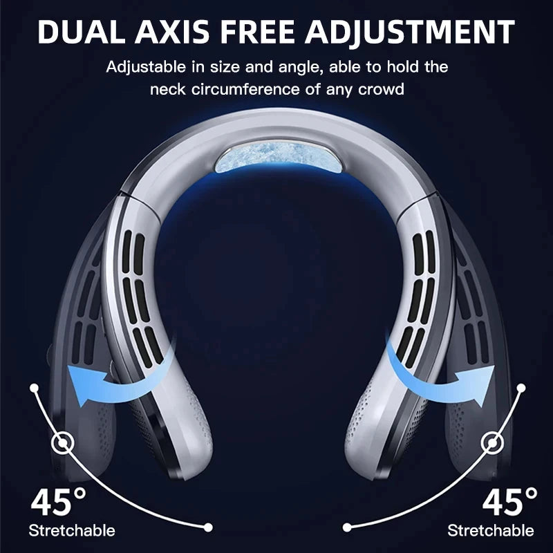 8000mAh USB Hanging Neck Fan Portable Bladeless Mini Rechargeable Mute LED Digital Display Electric Fans Air Cooler New - MeLife GloBazzar