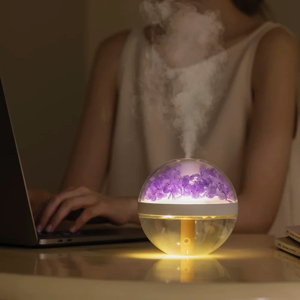 270ML Air Humidifier USB Rechargeable 800mAh Home Hydration Humidifier Colour LED Light Mist Maker Flower Humidificador - MeLife GloBazzar