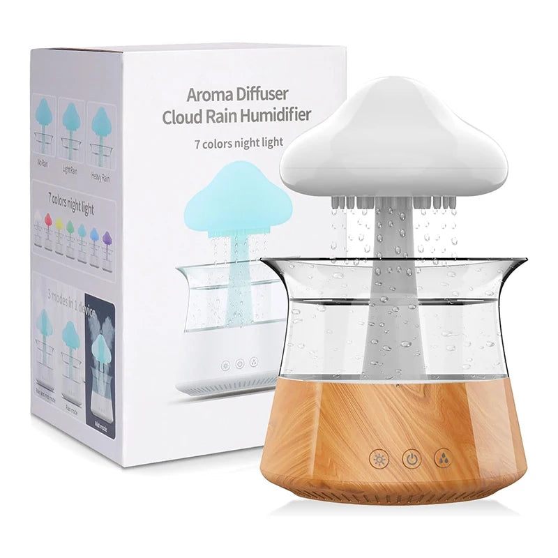 Rain Cloud Electric Air Humidifier 300ml Aroma Diffuser Zen Rain Water Drops Colorful Night Light Humidifier for Home Gift - MeLife GloBazzar