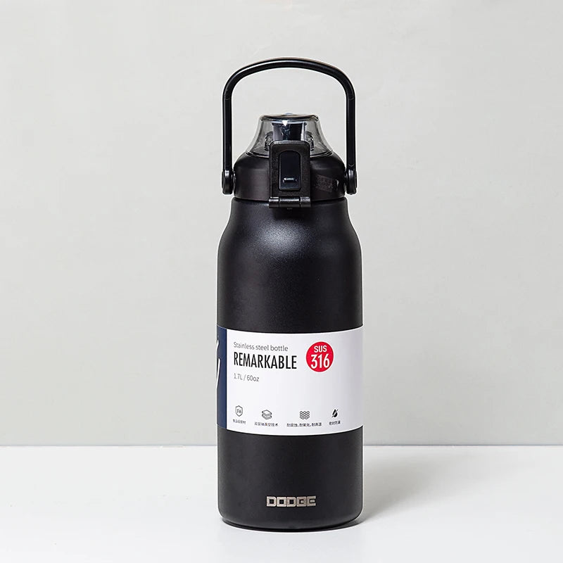 Large Capacity Stainless Steel Thermos Tumbler Water Bottle with Straw Thermal for Cold and Hot Water with Cup Vacuum Flask Gym Sport - MeLife GloBazzar