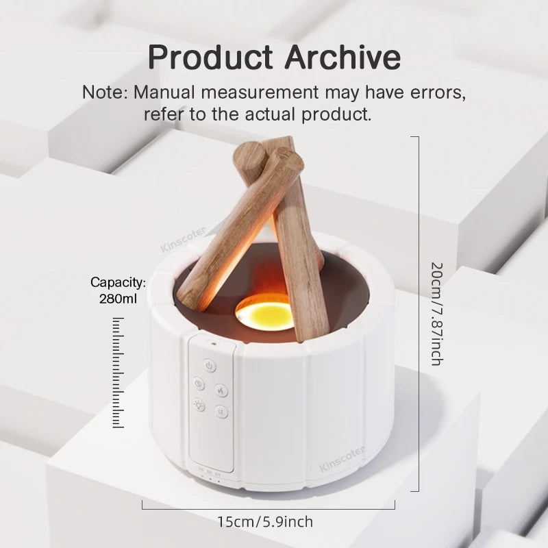 KINSCOTER Simulated Flame Aroma Diffuser Bonfire Air Humidifier Ultrasonic Cool Mist Maker Fogger LED Essential Oil Lamp Difusor - MeLife GloBazzar