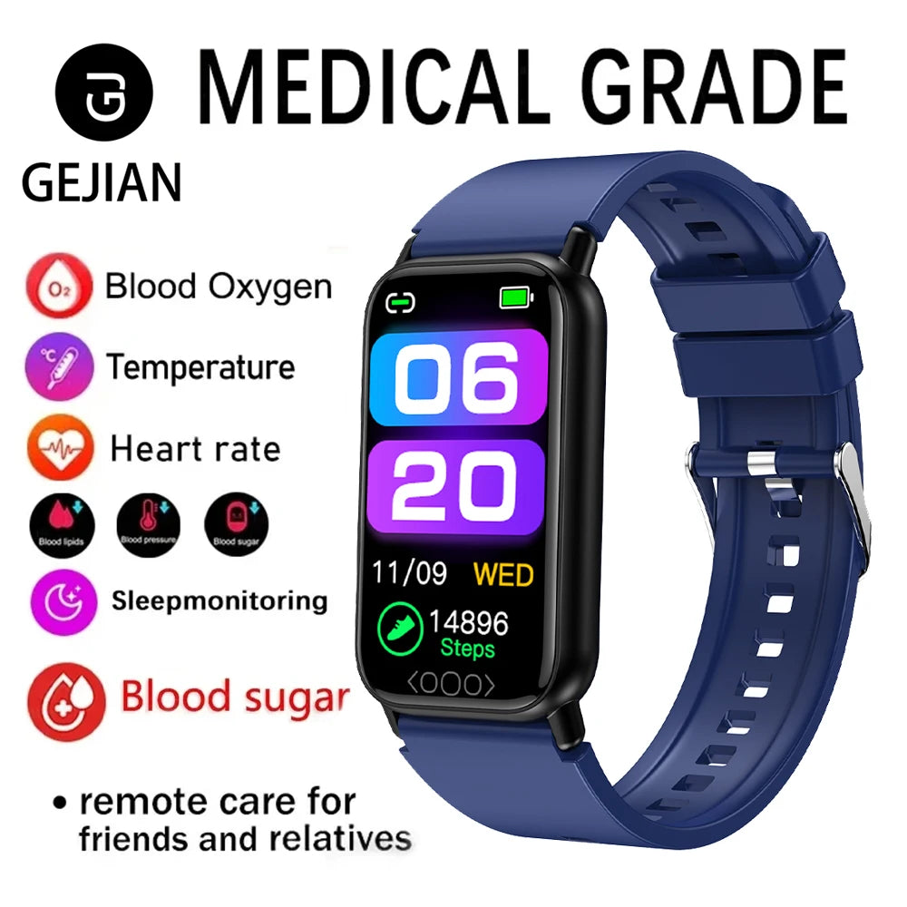 GEJIAN 2025 New Non-Invasive Blood Glucose Smart Watch 1.47 inch HD Touch Screen Heart Rate Blood Oxygen Monitoring SmartWatch - MeLife GloBazzar