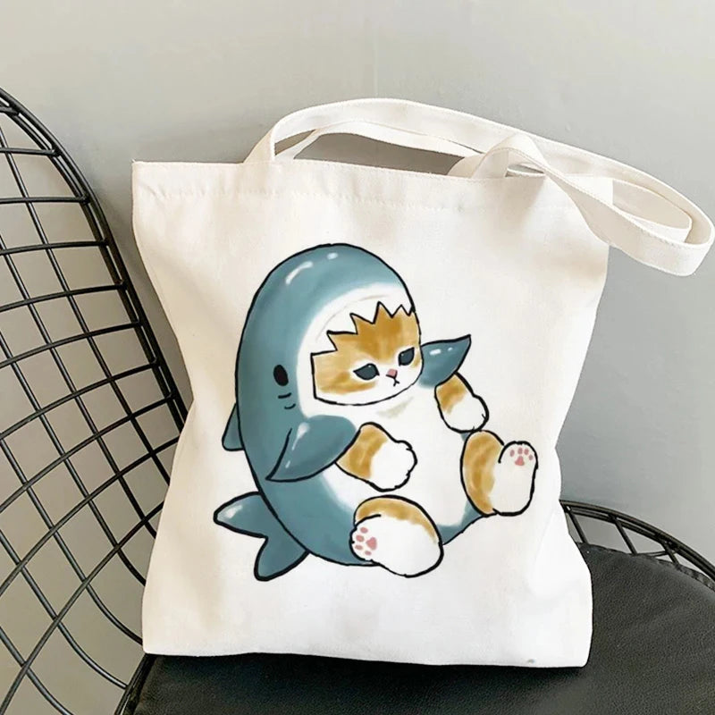 Kawaii Cats Cartoon Manga Tote Bag Beach Bag Shopper Bags Handbags Canvas Shoulder Bags Woman Shopping Bags High Capacity - MeLife GloBazzar