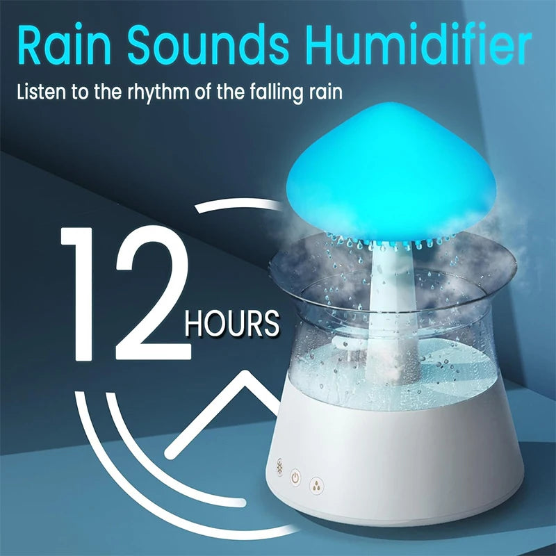 Rain Cloud Electric Air Humidifier 300ml Aroma Diffuser Zen Rain Water Drops Colorful Night Light Humidifier for Home Gift - MeLife GloBazzar