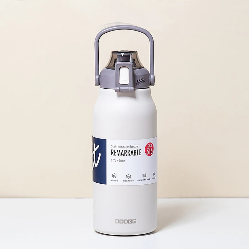 Large Capacity Stainless Steel Thermos Tumbler Water Bottle with Straw Thermal for Cold and Hot Water with Cup Vacuum Flask Gym Sport - MeLife GloBazzar