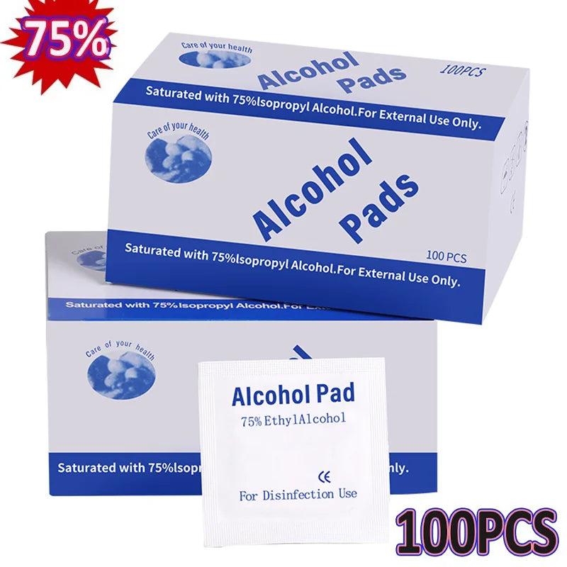 50/100Pcs 75% Alcohol Wipes Individually Wrapped for Disposable Cleaning Pads Home Disinfectant Wipes Screen Glasses Clean Towel - MeLife GloBazzar