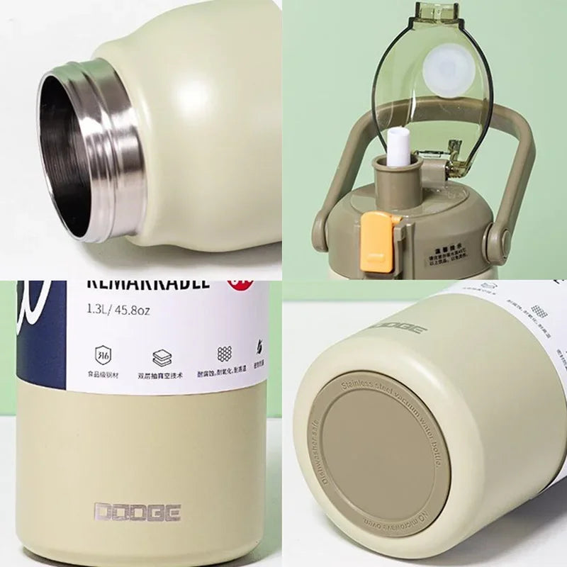 Large Capacity Stainless Steel Thermos Tumbler Water Bottle with Straw Thermal for Cold and Hot Water with Cup Vacuum Flask Gym Sport - MeLife GloBazzar