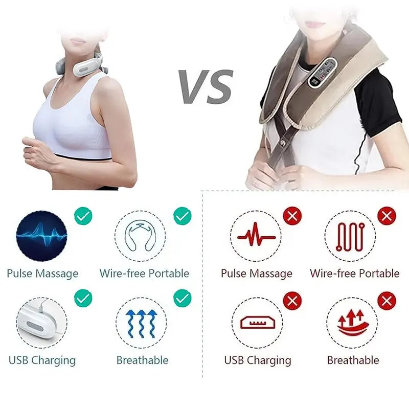 Neck Massage Machine 4 Head And Neck Protection Heating Machines Breathing Light Vibration Hot Compress Cervical Spine Machine - MeLife GloBazzar