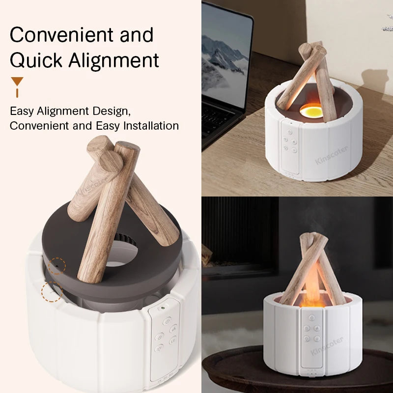KINSCOTER Simulated Flame Aroma Diffuser Bonfire Air Humidifier Ultrasonic Cool Mist Maker Fogger LED Essential Oil Lamp Difusor - MeLife GloBazzar