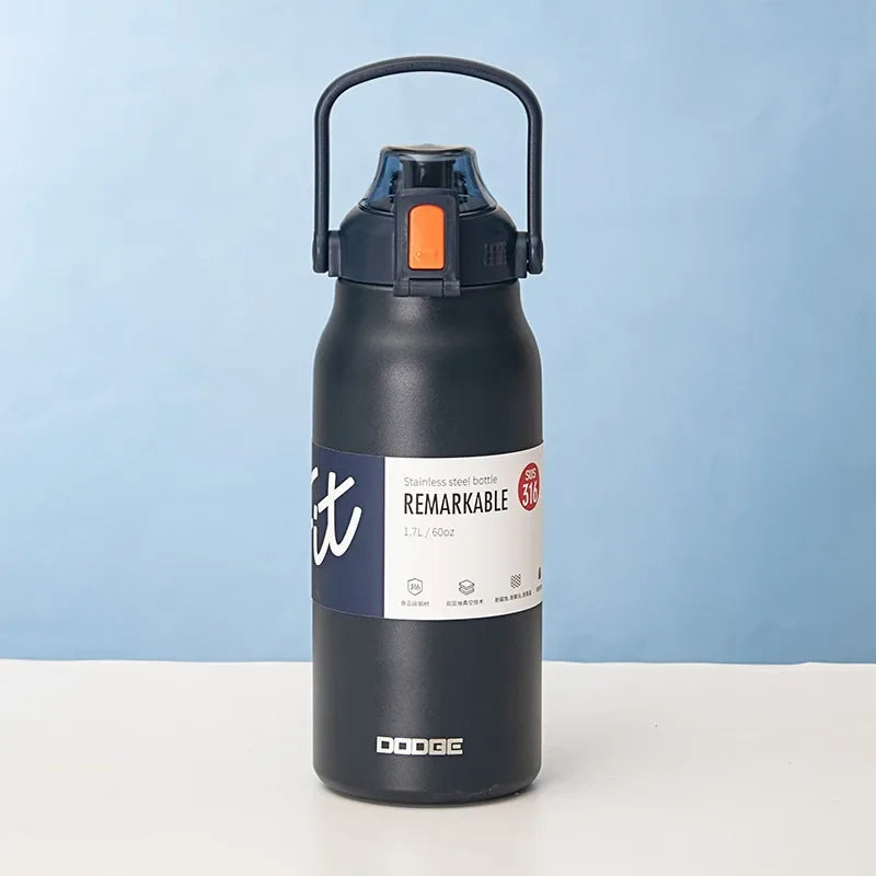 Large Capacity Stainless Steel Thermos Tumbler Water Bottle with Straw Thermal for Cold and Hot Water with Cup Vacuum Flask Gym Sport - MeLife GloBazzar