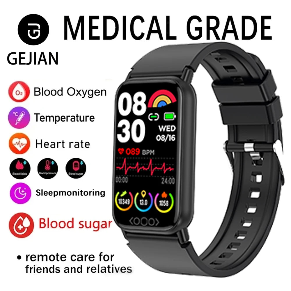 GEJIAN 2025 New Non-Invasive Blood Glucose Smart Watch 1.47 inch HD Touch Screen Heart Rate Blood Oxygen Monitoring SmartWatch - MeLife GloBazzar