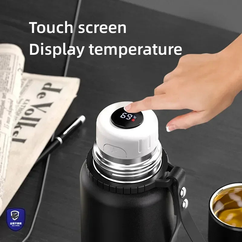 Portable Large Capacity Stainless Steel Vacuum Thermos for Hot Coffee/Tea/Drink Thermal Water Bottle with Insulated Cup - MeLife GloBazzar