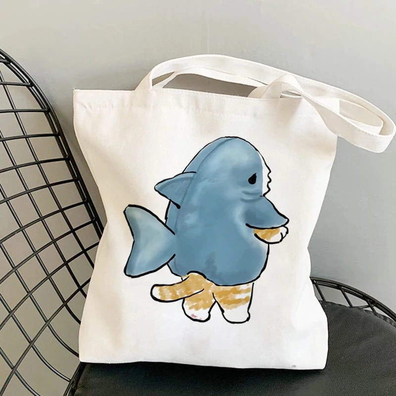 Kawaii Cats Cartoon Manga Tote Bag Beach Bag Shopper Bags Handbags Canvas Shoulder Bags Woman Shopping Bags High Capacity - MeLife GloBazzar