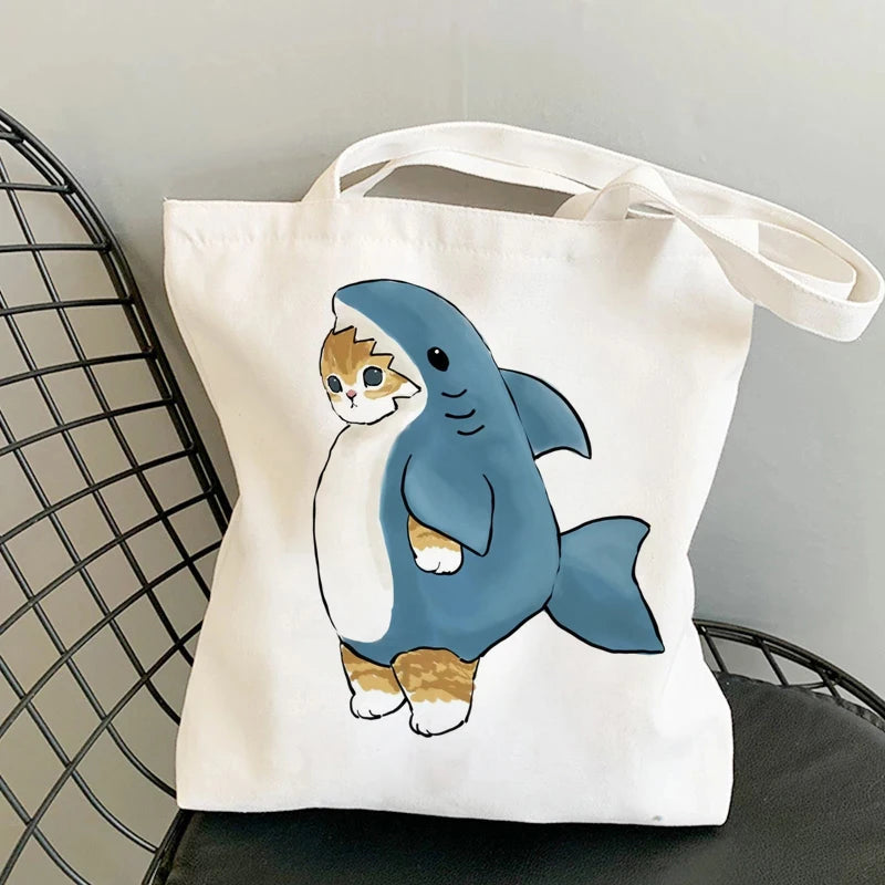 Kawaii Cats Cartoon Manga Tote Bag Beach Bag Shopper Bags Handbags Canvas Shoulder Bags Woman Shopping Bags High Capacity - MeLife GloBazzar