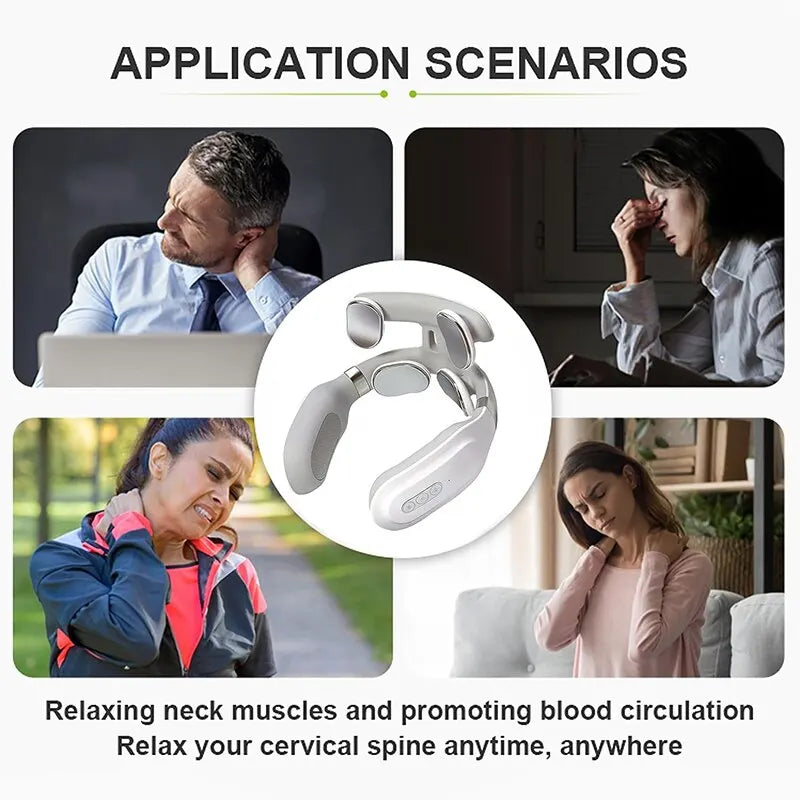 Neck Massage Machine 4 Head And Neck Protection Heating Machines Breathing Light Vibration Hot Compress Cervical Spine Machine - MeLife GloBazzar