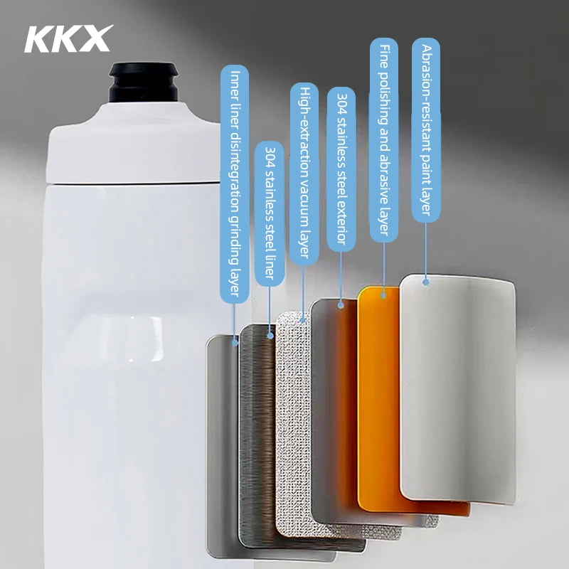 KKX 6-Layer Warm Insulated Cycling Water Bottle – 550ML, Stainless Steel, Leakproof - MeLife GloBazzar