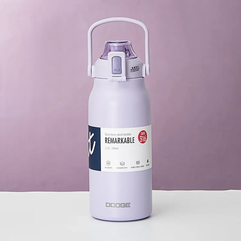 Large Capacity Stainless Steel Thermos Tumbler Water Bottle with Straw Thermal for Cold and Hot Water with Cup Vacuum Flask Gym Sport - MeLife GloBazzar