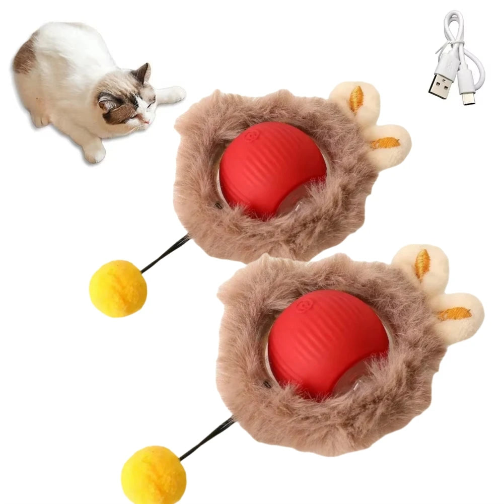 1/2PCS Interactive Cat Toys Ball Auto Electric Rolling Ball Toys for Cats/Kitty Pets Smart Automatic Teaser USB Rechargeable - MeLife GloBazzar
