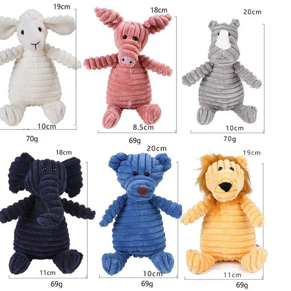 Plush Dog Toy Animals Shape Bite Resistant Squeaky Corduroy Dog Toys for Small Puppy to Large Dog Pets Training Accessories - MeLife GloBazzar