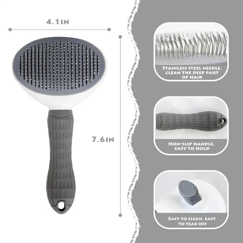 Self-cleaning Pet Hair Remove Comb Cat Slicker Brush Pet Hair Removal Comb For Cats Grooming Brushes Dog Combs Cat Accessories - MeLife GloBazzar