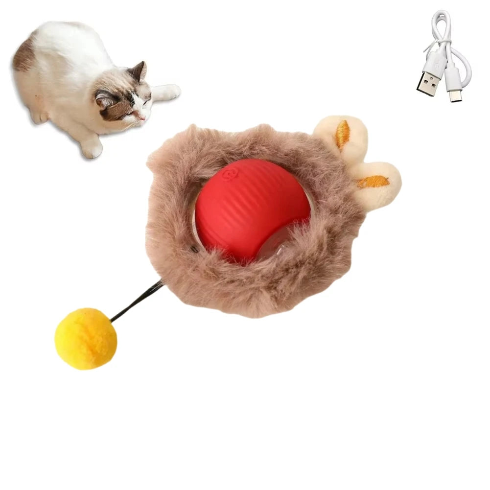 1/2PCS Interactive Cat Toys Ball Auto Electric Rolling Ball Toys for Cats/Kitty Pets Smart Automatic Teaser USB Rechargeable - MeLife GloBazzar