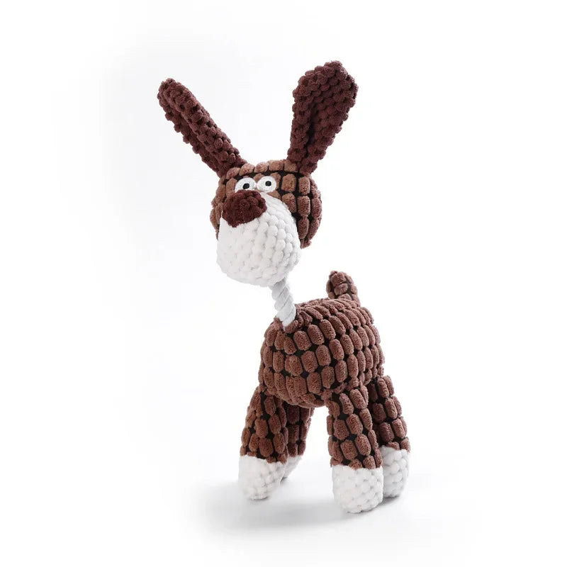 Plush Dog Toy Animals Shape Bite Resistant Squeaky Corduroy Dog Toys for Small Puppy to Large Dog Pets Training Accessories - MeLife GloBazzar