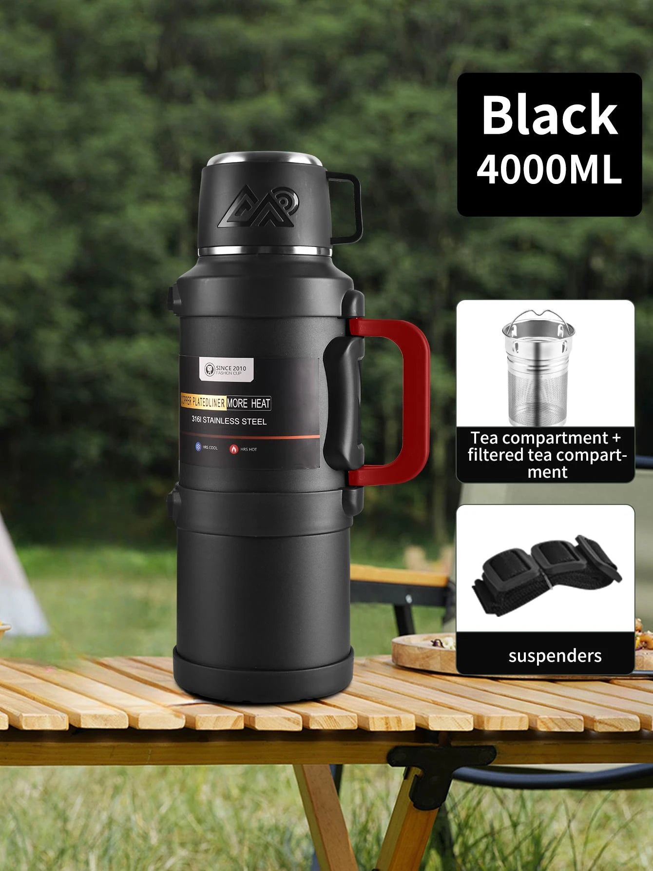 1 PC Large thermos -1.7L/2.0L/2.5L stainless steel thermos, suitable for travel, camping -2.5 liters super large vacuum insulati