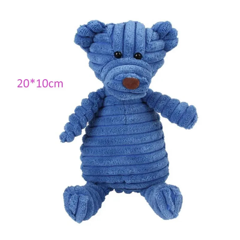 Plush Dog Toy Animals Shape Bite Resistant Squeaky Corduroy Dog Toys for Small Puppy to Large Dog Pets Training Accessories - MeLife GloBazzar