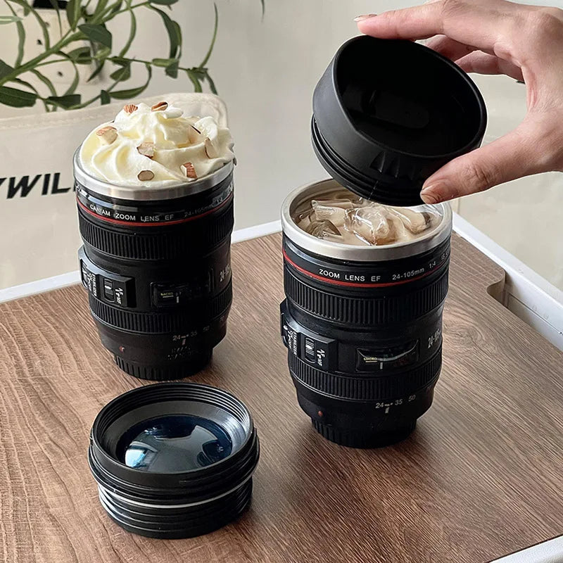 Camera Len Coffee Mug, Travel Coffee Photographer Tumbler, Excellent Gift for Photographer