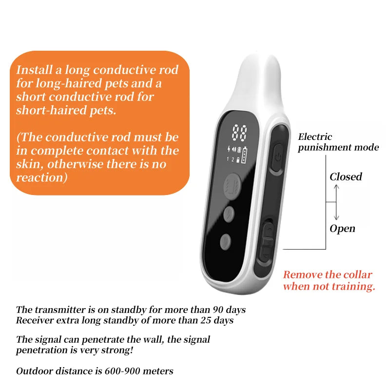 800m Digital Dog Training Collar Waterproof Rechargeable Remote Control Pet with LCD Display for All Size Shock Vibration Sound - MeLife GloBazzar