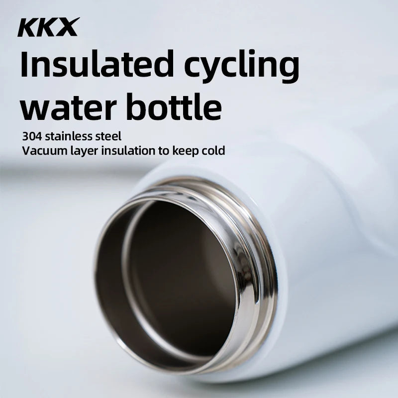 KKX 6 Layer Warm Insulated Cycling Water Bottle 550ML Portable MTB Road Bike Vacuum Stainless Steel Bicycle Bottle Accessories