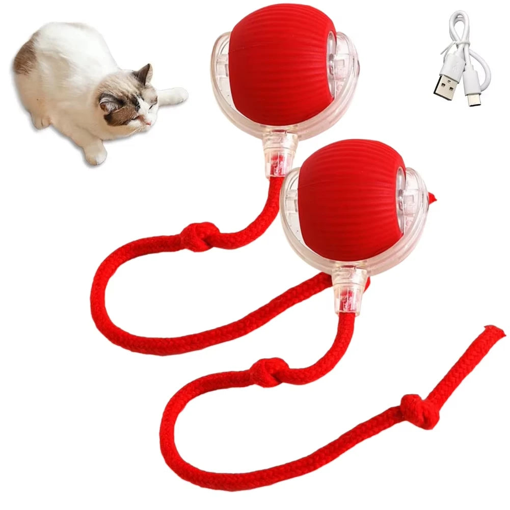 1/2PCS Interactive Cat Toys Ball Auto Electric Rolling Ball Toys for Cats/Kitty Pets Smart Automatic Teaser USB Rechargeable - MeLife GloBazzar