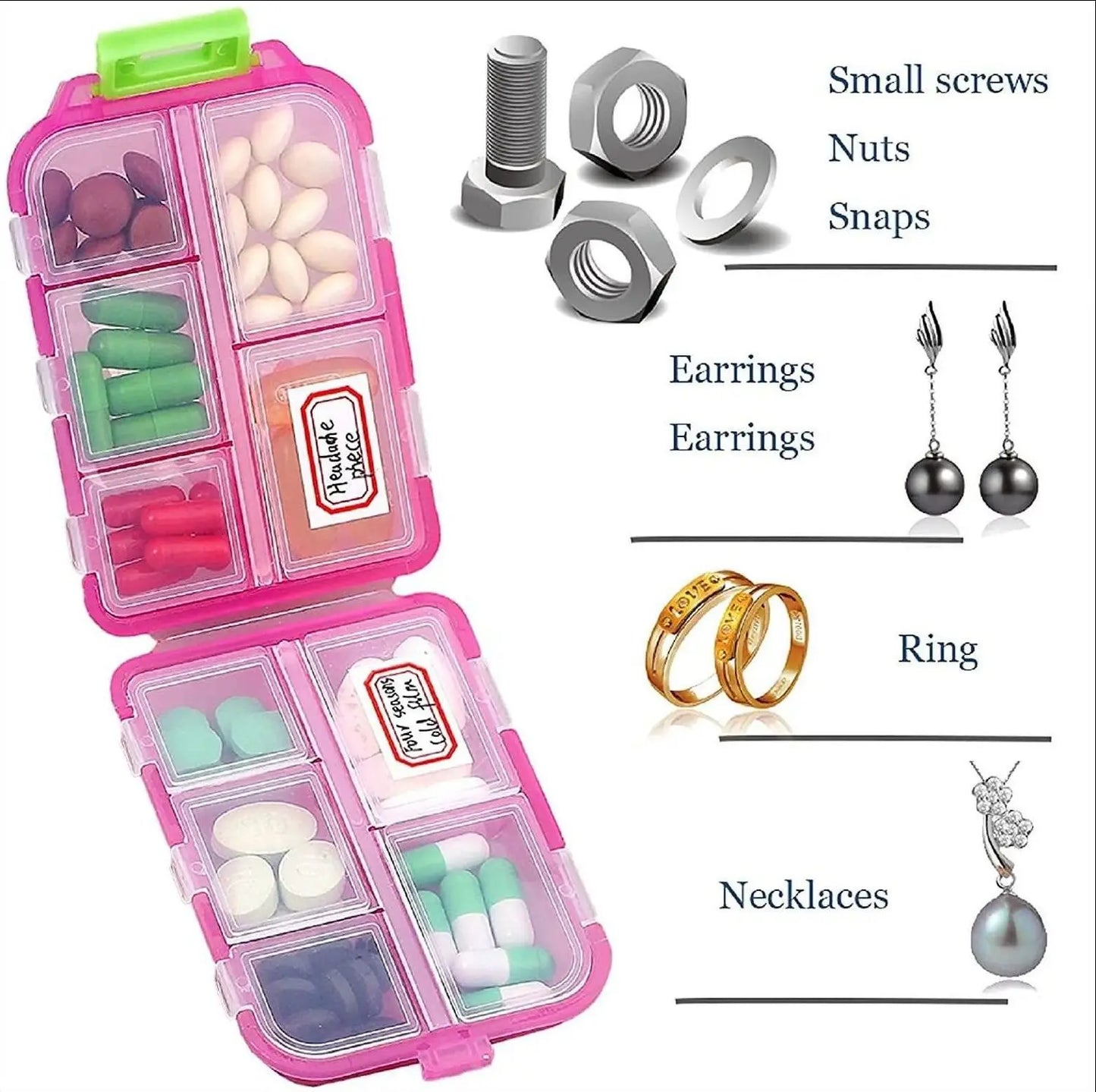 Tcare Travel Pill Organizer Moisture Proof Pills Box for Pocket Purse Daily Pill Case Portable Medicine Vitamin Holder Container