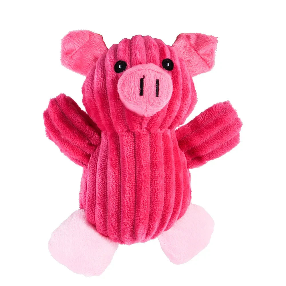 Plush Dog Toy Animals Shape Bite Resistant Squeaky Corduroy Dog Toys for Small Puppy to Large Dog Pets Training Accessories - MeLife GloBazzar