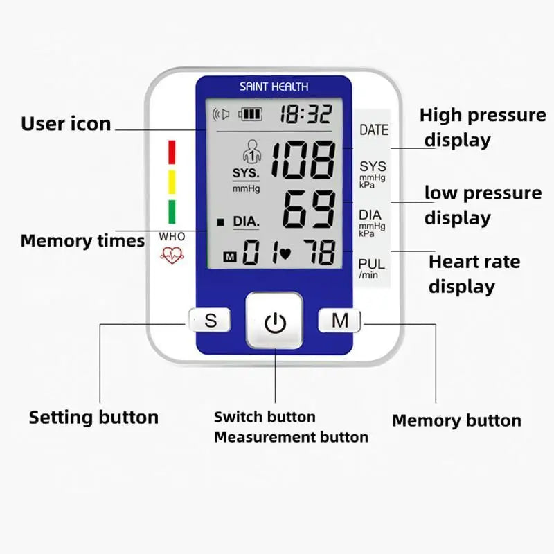 Electric Wrist Blood Pressure Monitor Portable tonometer health care bp Digital Blood Pressure Monitor meters sphygmomanometer