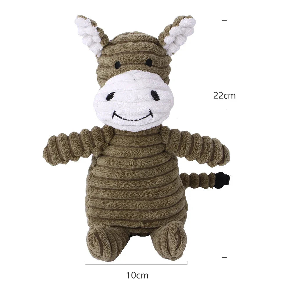 Plush Dog Toy Animals Shape Bite Resistant Squeaky Corduroy Dog Toys for Small Puppy to Large Dog Pets Training Accessories - MeLife GloBazzar