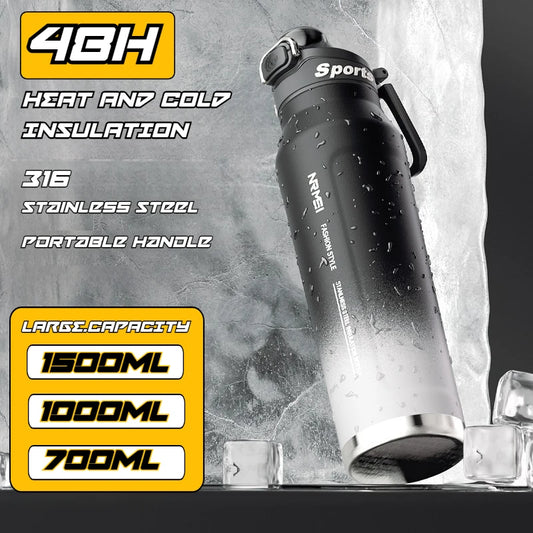 1.5L Thermos Water Bottle Stainless Steel Vacuum Flas Tumbler Coffee Cup Insulated Hot Tea And Cold Water Bottle Thermal Drink - MeLife GloBazzar