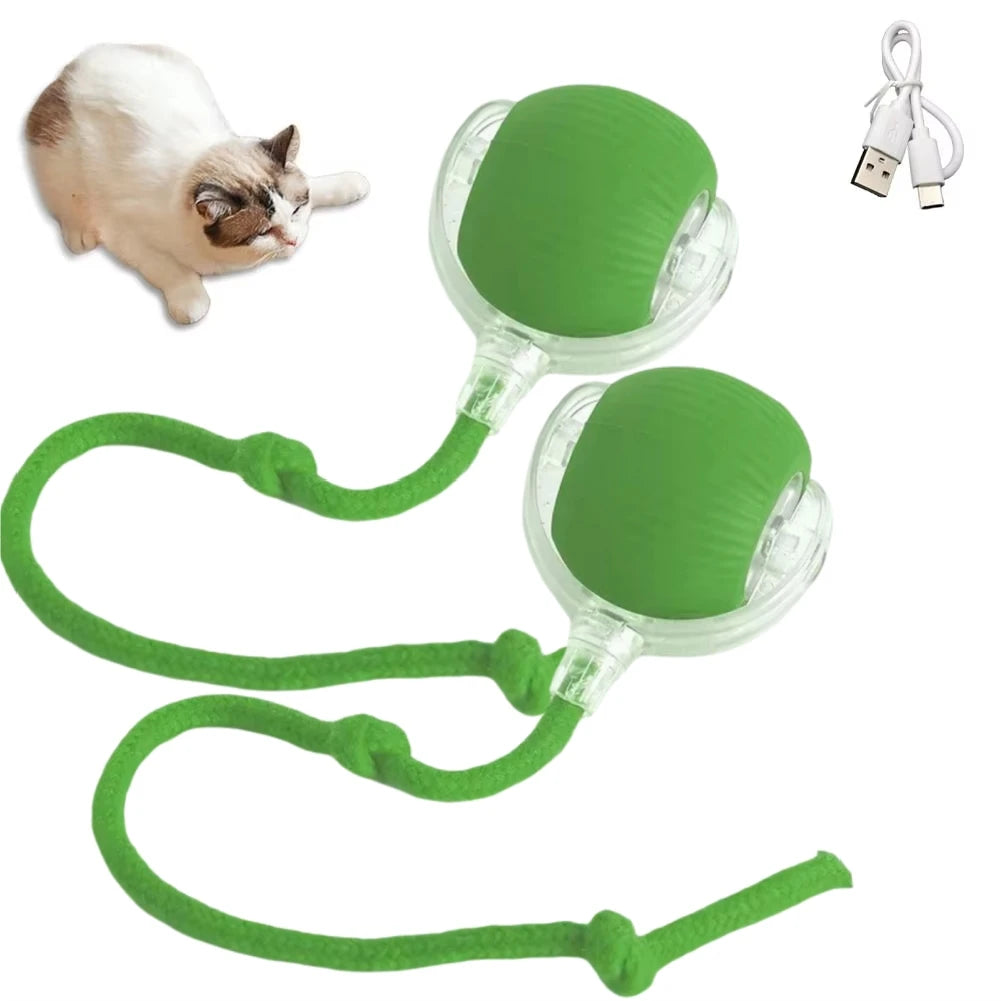 1/2PCS Interactive Cat Toys Ball Auto Electric Rolling Ball Toys for Cats/Kitty Pets Smart Automatic Teaser USB Rechargeable - MeLife GloBazzar